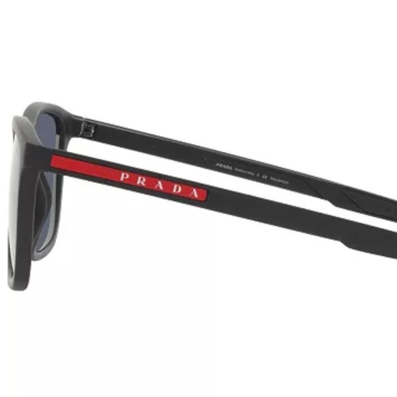 Prada PS 02ZS Men's Rectangular Polarised Sunglasses Black/Red - Picture 12 of 15